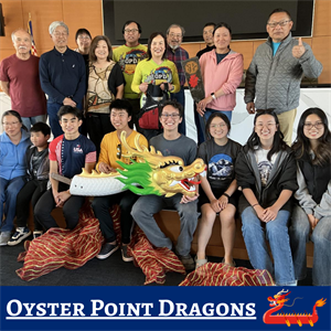 Oyster Point Dragons participants on the dais at the Council Chambers