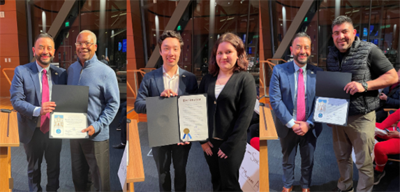 Mayor Eddie and Councilmember James Coleman presenting certificates at Feb. 12 Council Meeting