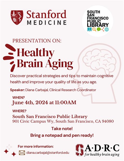 Flyer for a class on healthy brain aging